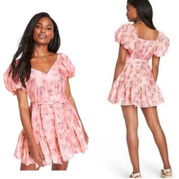 LoveShackFancy Pink Ruched Ruffled Mini Dress - Picture 2 of 7